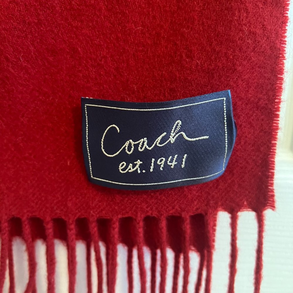 Coach 100% Cashmere Scarf Solid Dark Red - Picture 2 of 2